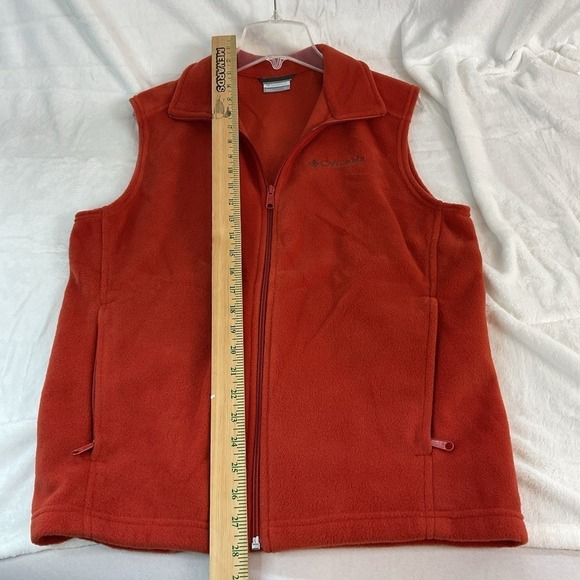 Columbia NWOT Vest Mens Small ORANGE Fleece Full Zip Jacket ATHLETIC COLLEGE - Picture 6 of 7